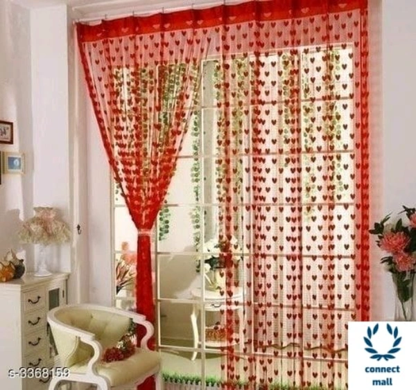 Fashionable Net Polyester Door Curtains ( Pack Of 2 ) - (LXW):7ft X4ft, Red, Net Polyster, Stitched, Pack Of 2